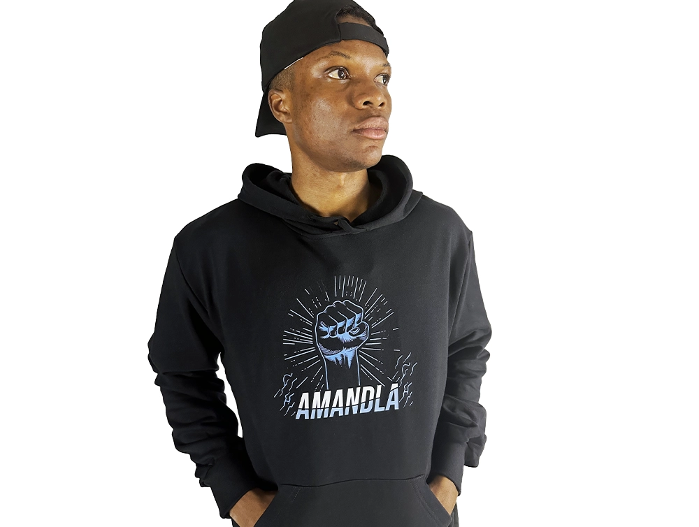 Model wearing Amandla Hooded top