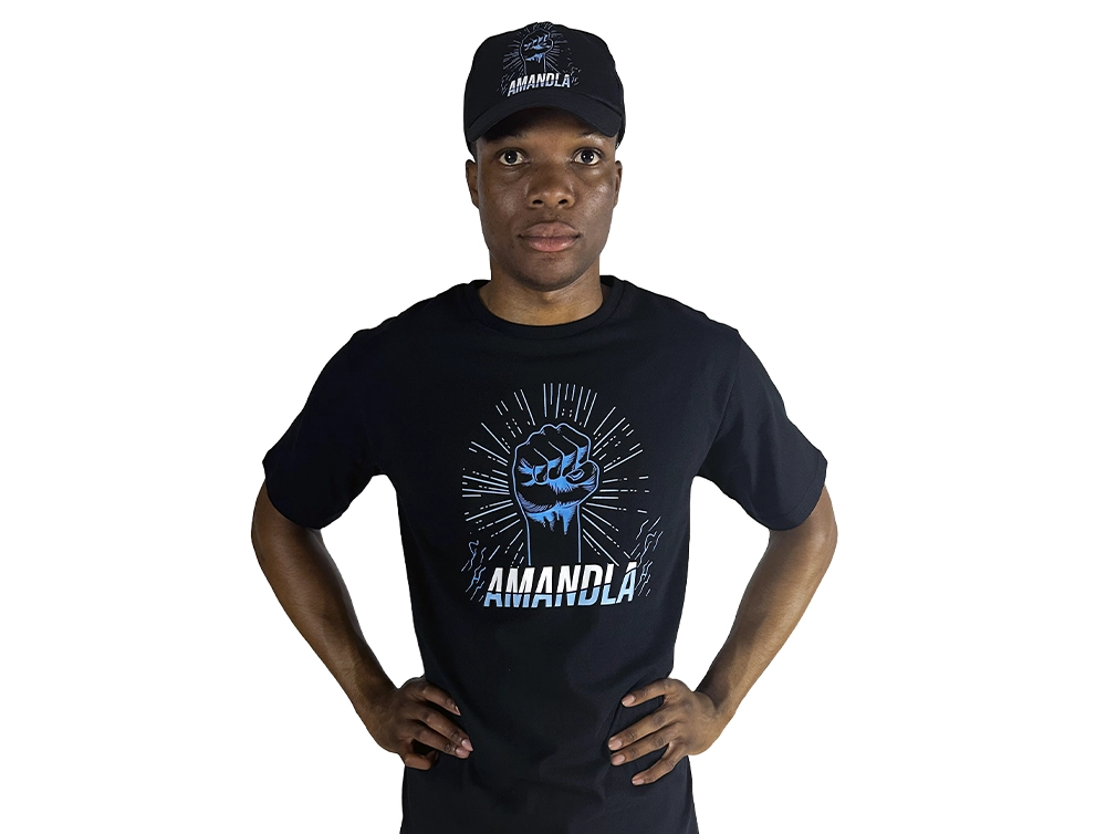 Model wearing Amandla T-shirt